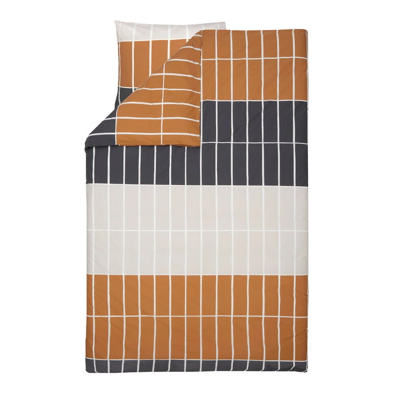 Marimekko Tiiliskivi Duvet Cover, 150 X 210 Cm, Dark Brown-beige-charcoal 4 Marimekko Tiiliskivi Duvet Cover, 150 X 210 Cm, Dark Brown-beige-charcoal - Image 2