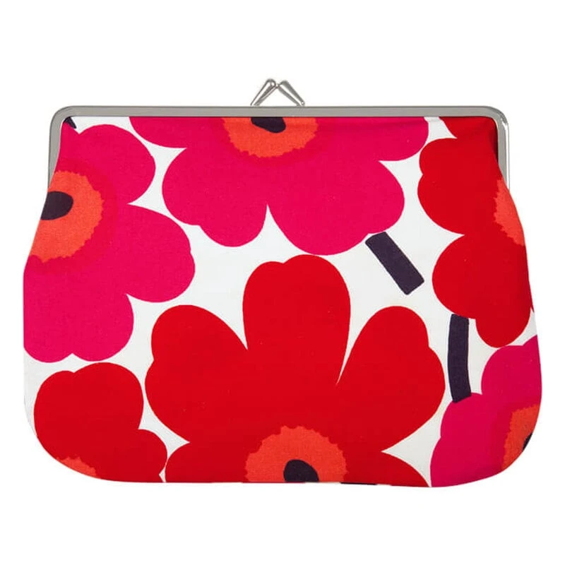 Marimekko Mini Unikko Puolikas Kukkaro Purse, White - Red 3 Marimekko Mini Unikko Puolikas Kukkaro Purse, White - Red