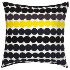 Marimekko Räsymatto Cushion Cover, White-black-grey-yellow
