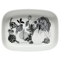 Marimekko Oiva - Siirtolapuutarha Serving Dish, White-black