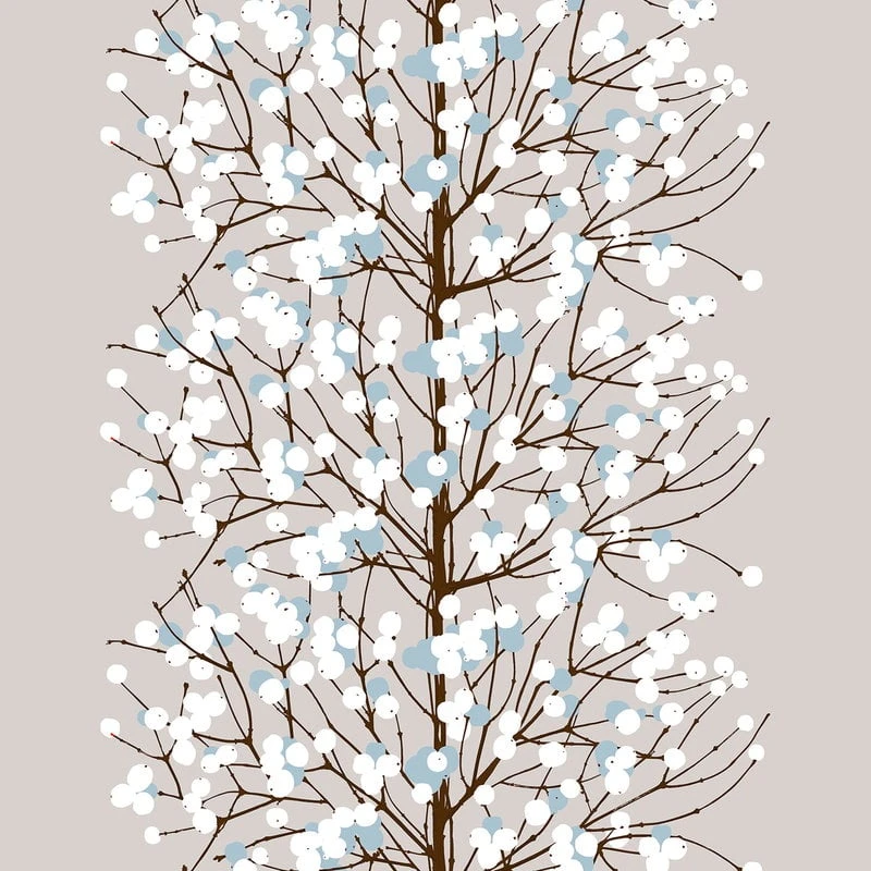 Marimekko Lumimarja Fabric, Beige - Brown - Blue 3 Marimekko Lumimarja Fabric, Beige - Brown - Blue