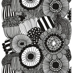 Marimekko Siirtolapuutarha Fabric, Black-white