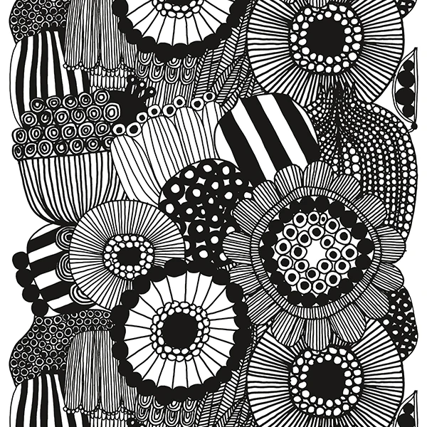 Marimekko Siirtolapuutarha Fabric, Black-white 3 Marimekko Siirtolapuutarha Fabric, Black-white
