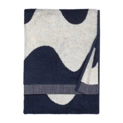 Marimekko Lokki Hand Towel, Off White - Dark Blue