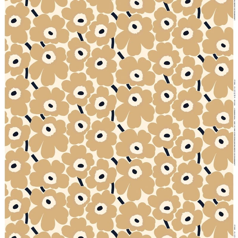 Marimekko Pieni Unikko Coated Fabric, Off White - Beige - Dark Blue 3 Marimekko Pieni Unikko Coated Fabric, Off White - Beige - Dark Blue