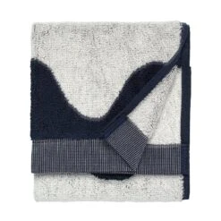 Marimekko Lokki Guest Towel, Off White - Dark Blue