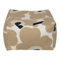 Marimekko Unikko Puffi Pouf, Off White - Beige - Dark Blue