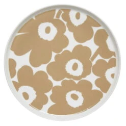 Marimekko Oiva - Unikko Plate 25 Cm, White - Beige