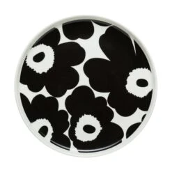 Marimekko Oiva - Unikko Plate 20 Cm, White - Black
