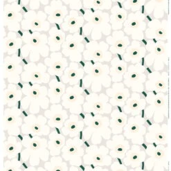 Marimekko Pieni Unikko Coated Fabric, Beige - Off White - Dark Green