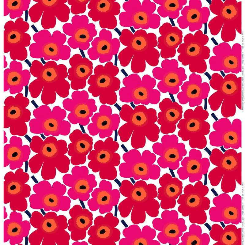 Marimekko Pieni Unikko Fabric, White - Red 3 Marimekko Pieni Unikko Fabric, White - Red