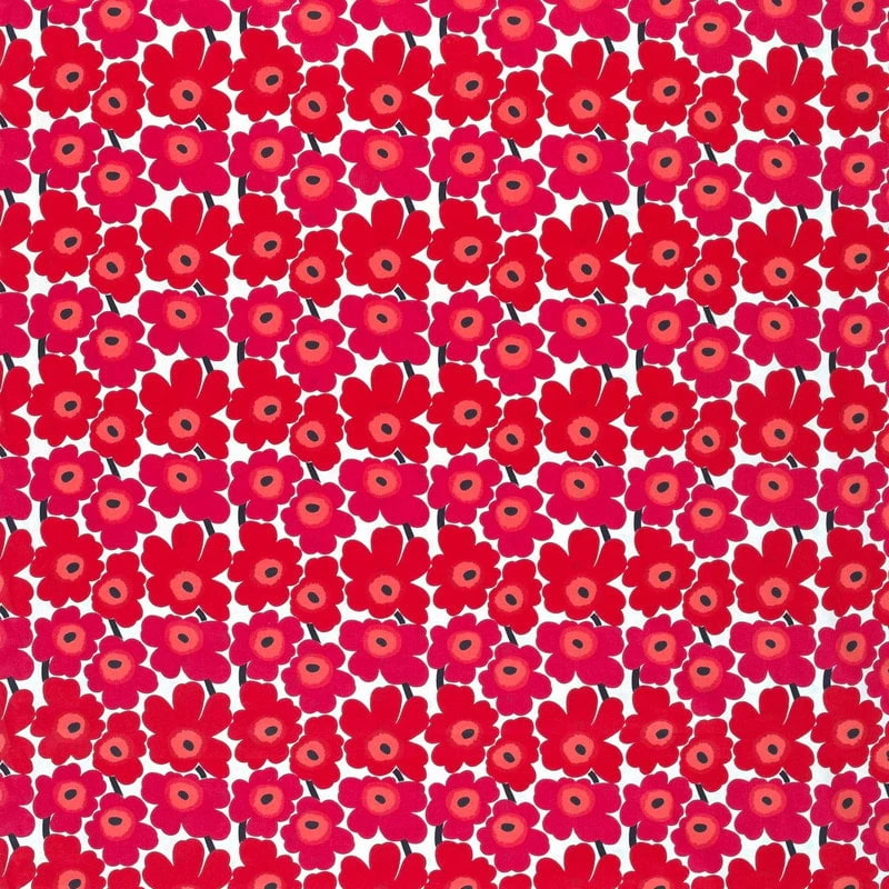 Marimekko Mini Unikko Fabric, White - Red 3 Marimekko Mini Unikko Fabric, White - Red