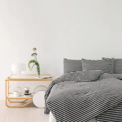 Marimekko Tasaraita Pillowcase, Black - White -Marimekko 94Marimekko 16 iso
