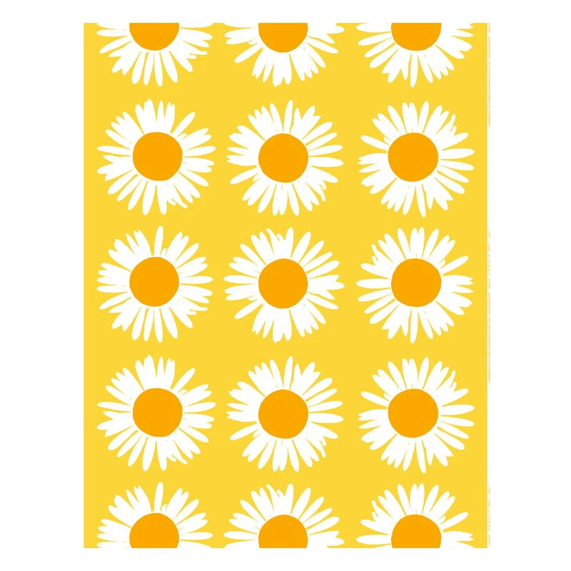 Marimekko Auringonkukka Coated Fabric, Yellow - White 3 Marimekko Auringonkukka Coated Fabric, Yellow - White