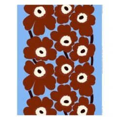 Marimekko Unikko Fabric, Light Blue - Brown - Off-white