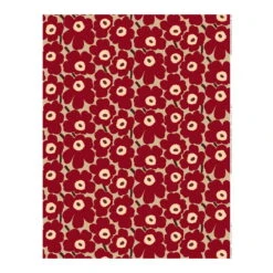 Marimekko Pieni Unikko 2 Coated Fabric, Light Brown - Red - Pink