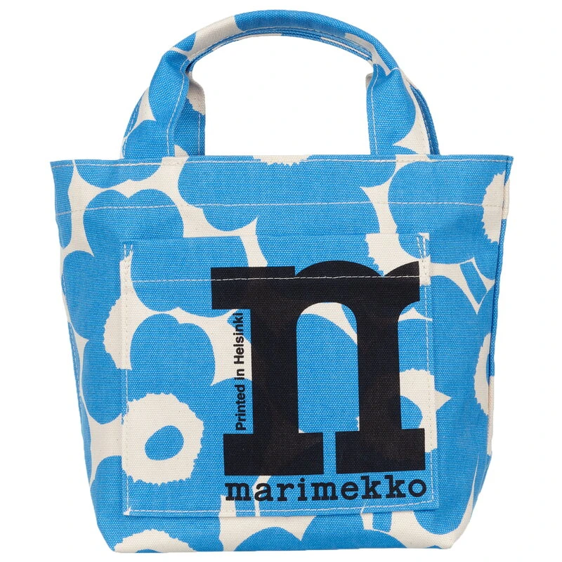 Marimekko Mono Mini Tote Unikko Bag, Cotton - Light Blue 3 Marimekko Mono Mini Tote Unikko Bag, Cotton - Light Blue