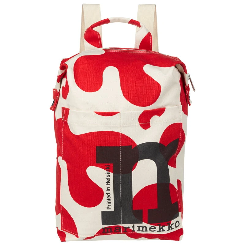 Marimekko Mono Backpack Pulloposti, Cotton - Red 3 Marimekko Mono Backpack Pulloposti, Cotton - Red