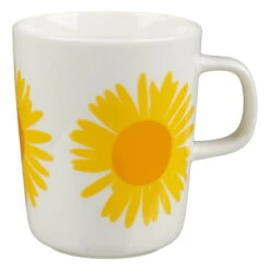 Marimekko Oiva - Auringonkukka Mug, 2,5 Dl, White- Yellow-orange