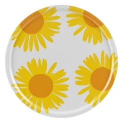 Marimekko Auringonkukka Tray, 65 Cm, White - Yellow - Orange