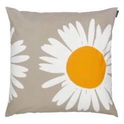 Marimekko Auringonkukka Cushion Cover, 50 X 50 Cm, Beige - White - Yellow