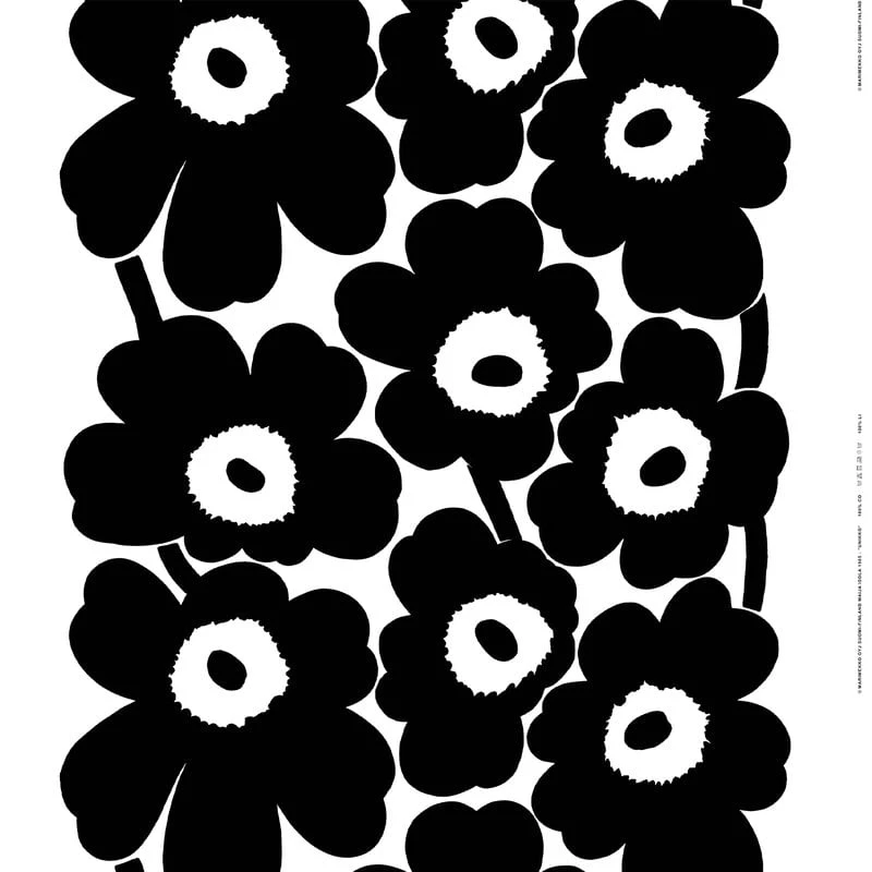 Marimekko Unikko Heavyweight Cotton Fabric, White - Black 3 Marimekko Unikko Heavyweight Cotton Fabric, White - Black