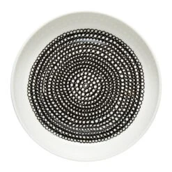 Marimekko Oiva - Räsymatto Plate 20,5 Cm, White - Black