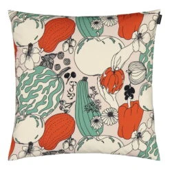 Marimekko Vihannesmaa Cushion Cover 50 X 50 Cm, Cotton - Red - Green