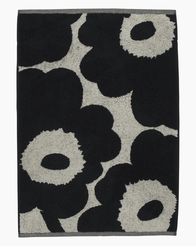 Marimekko Unikko Hand Towel, Cotton - Dark Blue 4 Marimekko Unikko Hand Towel, Cotton - Dark Blue - Image 2
