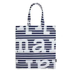 Marimekko Huopakeltano Tasaraita Logo Bag, Off-white - Navy