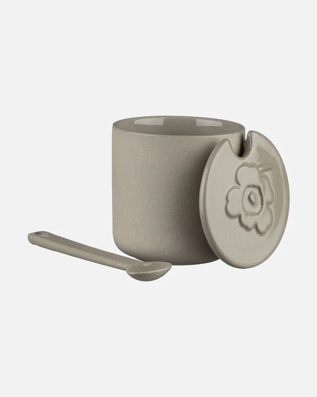 Marimekko Oiva - Unikko Jar With Lid And Spoon, Terra 4 Marimekko Oiva - Unikko Jar With Lid And Spoon, Terra - Image 2