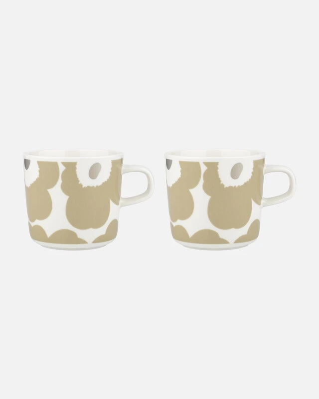 Marimekko Oiva - Unikko Cup And Plate Set, 2 Pcs, White - Beige -silver 4 Marimekko Oiva - Unikko Cup And Plate Set, 2 Pcs, White - Beige -silver - Image 2