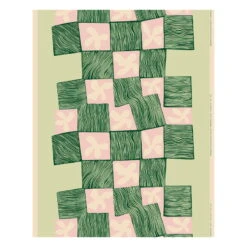 Marimekko Korkeuksissa Fabric, Green - Pink - Cotton