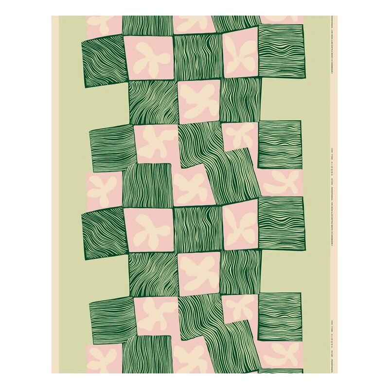 Marimekko Korkeuksissa Fabric, Green - Pink - Cotton 3 Marimekko Korkeuksissa Fabric, Green - Pink - Cotton