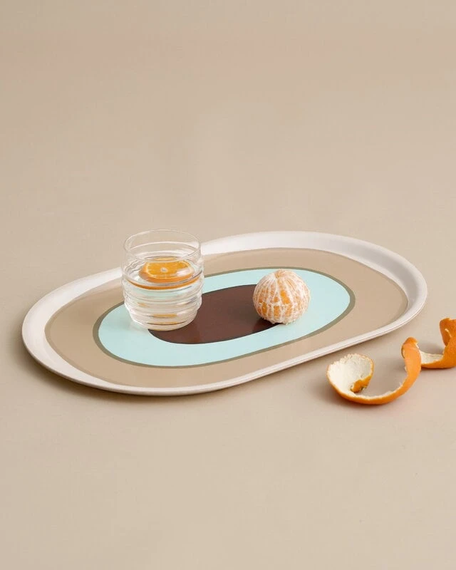 Marimekko Melooni Tray, 44 X 28 Cm, Natural White - Beige - Mint 4 Marimekko Melooni Tray, 44 X 28 Cm, Natural White - Beige - Mint - Image 2