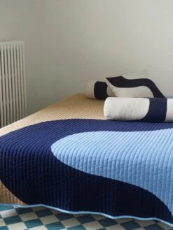 Marimekko Seireeni Bed Cover, 260 X 234 Cm, Off-white - Dark Blue - Beige -Marimekko MM 231 home campaign 4 5 22 2077