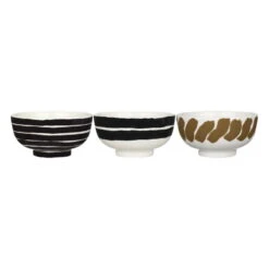 Marimekko Oiva - Hyräily Bowl, 3 Dl, 3pcs, White - Wet Sand - Black