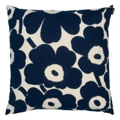 Marimekko Pieni Unikko Cushion Cover, 50 X 50 Cm, Cotton - Dark Blue
