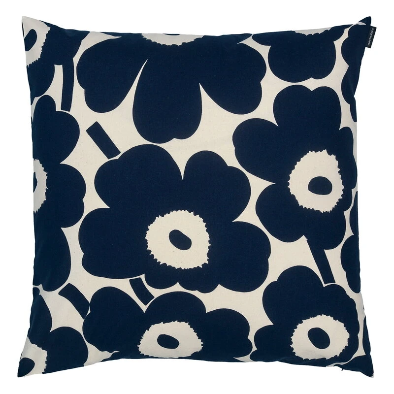 Marimekko Pieni Unikko Cushion Cover, 50 X 50 Cm, Cotton - Dark Blue 3 Marimekko Pieni Unikko Cushion Cover, 50 X 50 Cm, Cotton - Dark Blue
