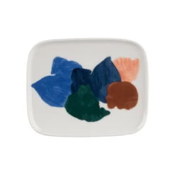 Marimekko Oiva - Pyykki Plate, 15 X 12 Cm, White - Light Blue - Green
