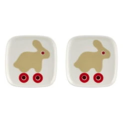 Marimekko Oiva - Rulla Plate, 10 X 10 Cm, 2 Pcs, Beige - Red