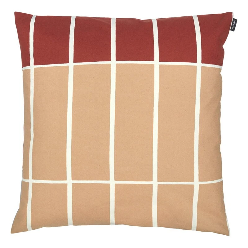 Marimekko Tiiliskivi Cushion Cover, 50 X 50 Cm, Beige-l.blue-reddish Brown 3 Marimekko Tiiliskivi Cushion Cover, 50 X 50 Cm, Beige-l.blue-reddish Brown