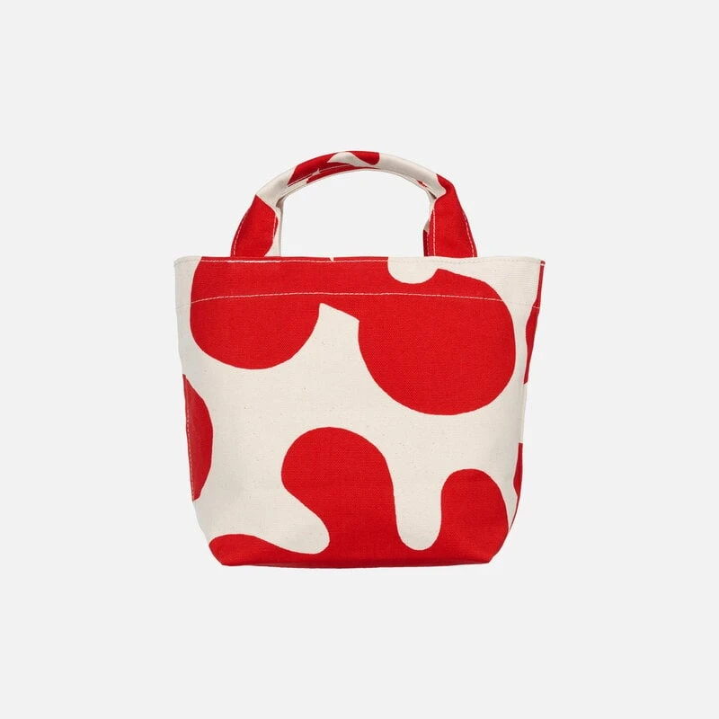 Marimekko Mono Mini Tote Pulloposti Bag, Cotton - Red 7 Marimekko Mono Mini Tote Pulloposti Bag, Cotton - Red - Image 5