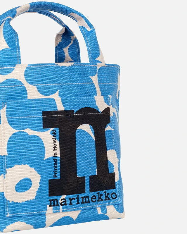 Marimekko Mono Mini Tote Unikko Bag, Cotton - Light Blue 8 Marimekko Mono Mini Tote Unikko Bag, Cotton - Light Blue - Image 6