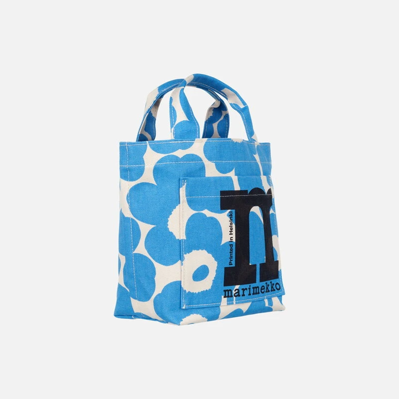 Marimekko Mono Mini Tote Unikko Bag, Cotton - Light Blue 5 Marimekko Mono Mini Tote Unikko Bag, Cotton - Light Blue - Image 3