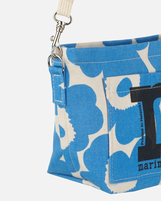 Marimekko Mono Mini Crossbody Unikko Shoulder Bag, Cotton - Light Blue 8 Marimekko Mono Mini Crossbody Unikko Shoulder Bag, Cotton - Light Blue - Image 6
