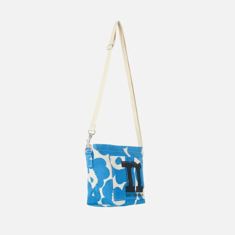 Marimekko Mono Mini Crossbody Unikko Shoulder Bag, Cotton - Light Blue 4 Marimekko Mono Mini Crossbody Unikko Shoulder Bag, Cotton - Light Blue - Image 2