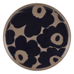 Marimekko Oiva - Unikko Plate, 20 Cm, Terra - Dark Blue
