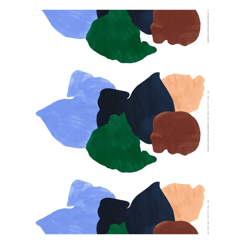 Marimekko Pyykki Cotton-linen Fabric, White - Blue - Brown - Green 3 Marimekko Pyykki Cotton-linen Fabric, White - Blue - Brown - Green