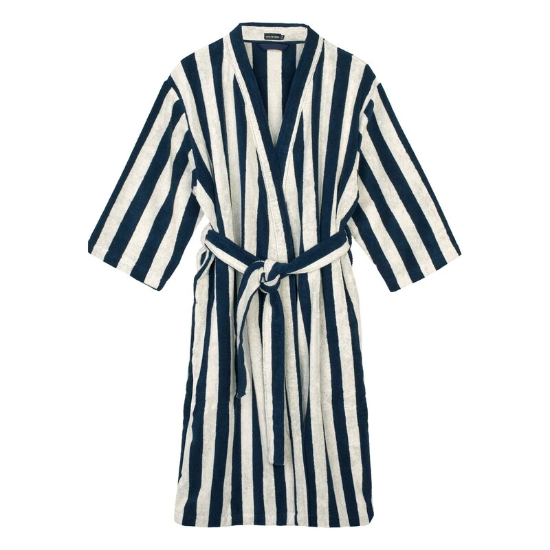 Marimekko Nimikko Bathrobe, Sand - Dark Blue 3 Marimekko Nimikko Bathrobe, Sand - Dark Blue